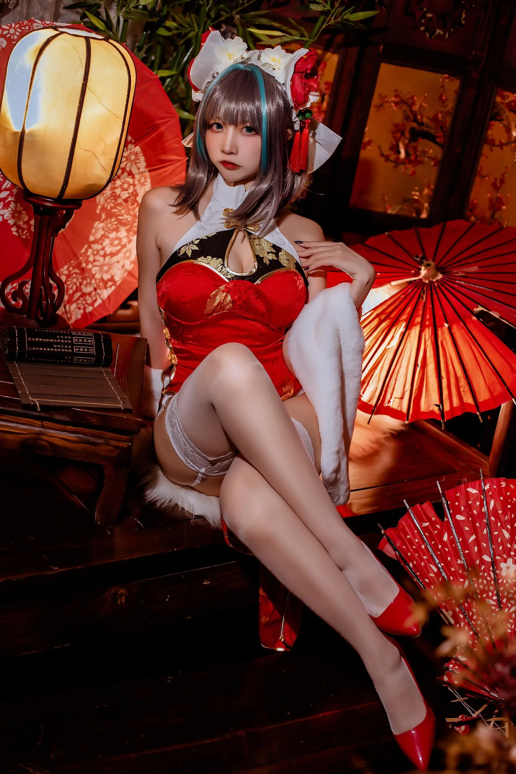 二佐Nisa – NO.151 碧蓝柴郡旗袍 [33P]插图7